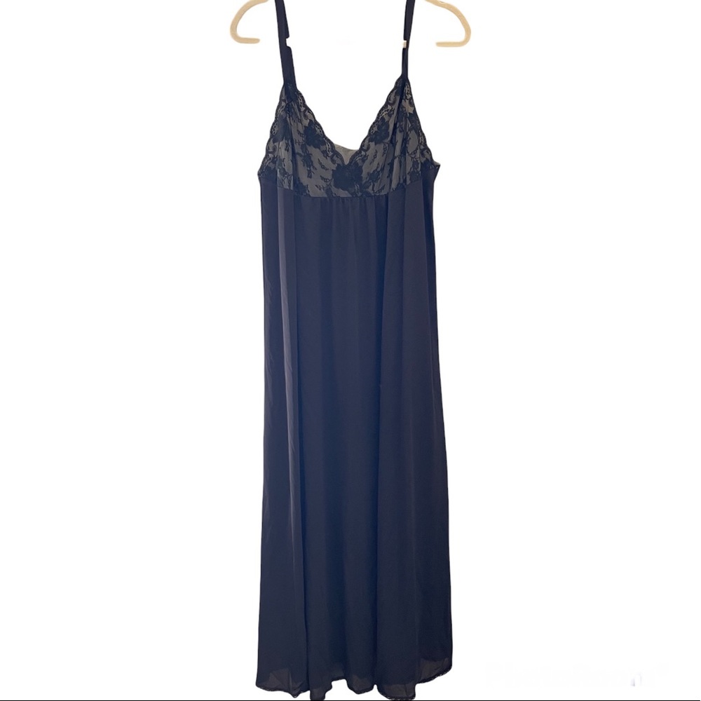Vintage Sexy lace plunging long nightgown Nylon